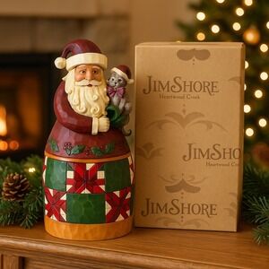 Jim Shore‎ Heartwood Creek Christmas Cheer is Here Santa with Cat S4017653 w/Box